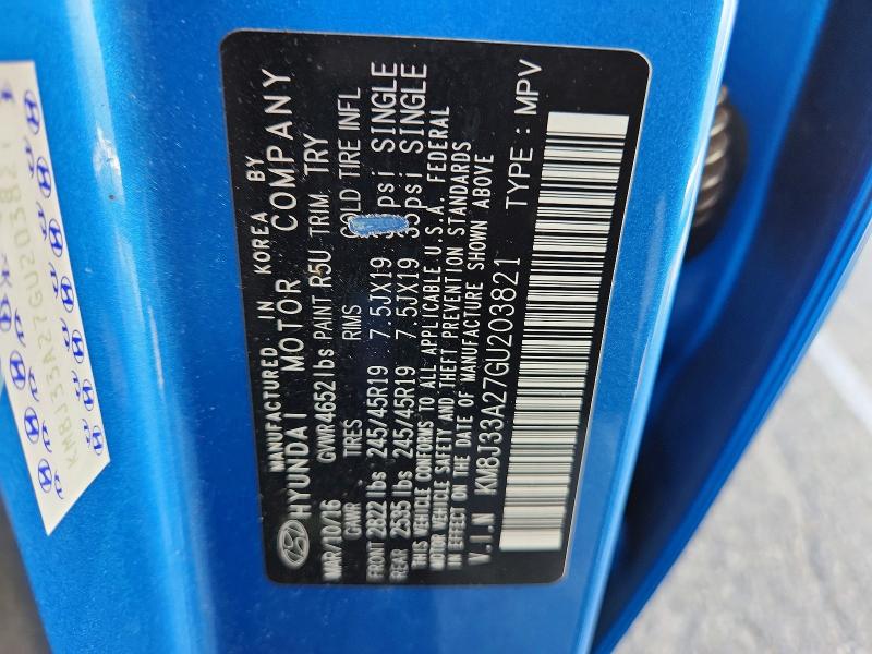 49002486 :رقم المزاد ، KM8J33A27GU203821 vin ، 2016 Hyundai Tucson مزاد بيع