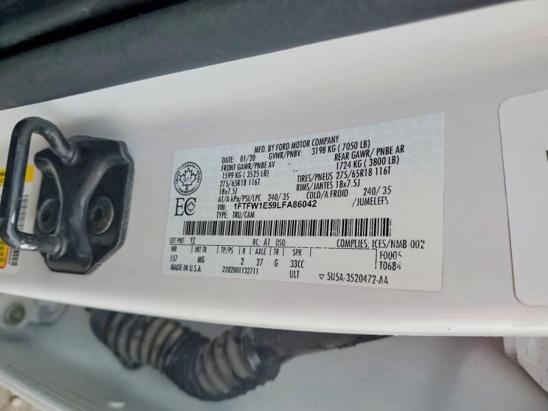 Продажа на аукционе авто 2020 Ford F150, vin: 1FTFW1E59LFA86042, номер лота: 49313526