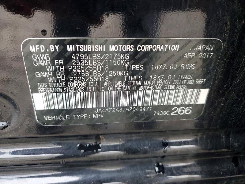 Продаж на аукціоні авто 2017 Mitsubishi Outlander, vin: JA4AZ2A37HZ049471, номер лоту: 50186866