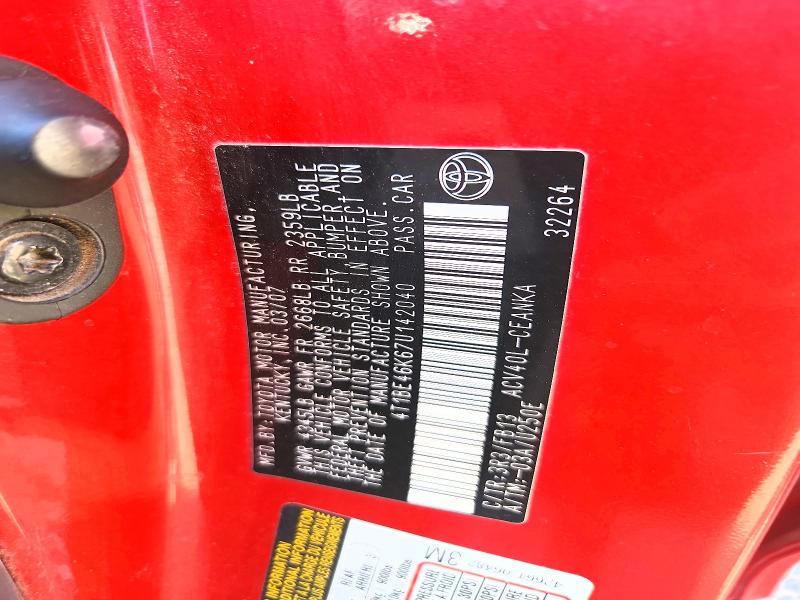 2007 Toyota Camry მანქანა იყიდება აუქციონზე, vin: 4T1BE46K67U142040, აუქციონის ნომერი: 51323226