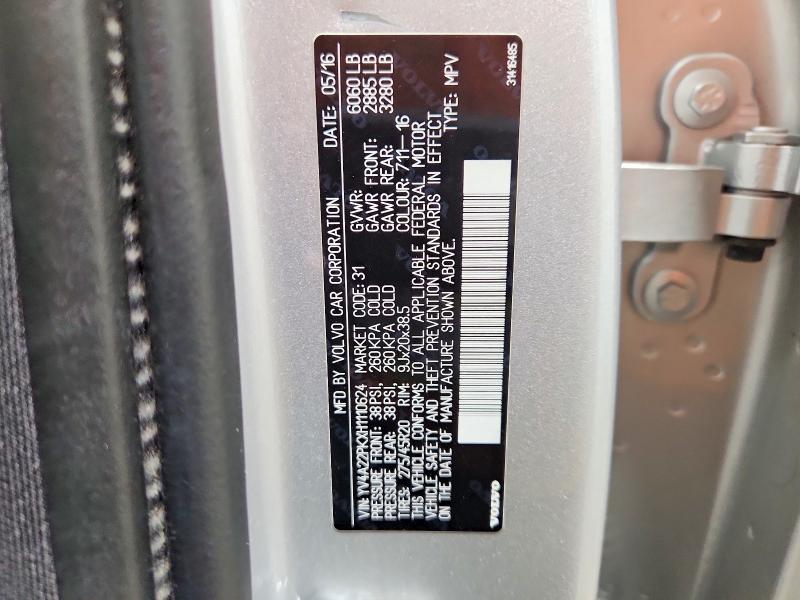 Продаж на аукціоні авто 2017 Volv Xc90, vin: YV4A22PKXH1110624, номер лоту: 46778696