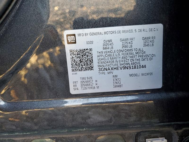 Продажа на аукционе авто 2022 Chevrolet Equinox, vin: 3GNAXHEV9NS181044, номер лота: 48157386