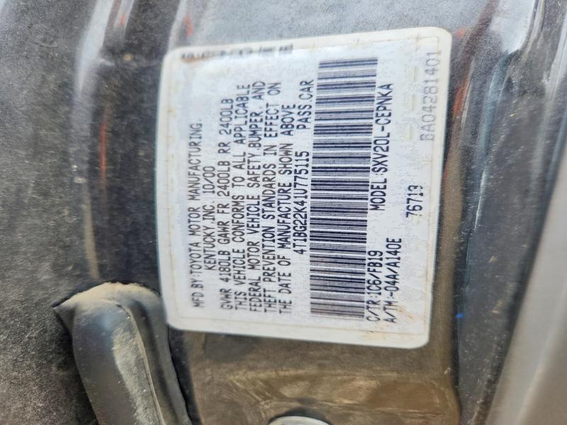 2001 Toyota Camry მანქანა იყიდება აუქციონზე, vin: 4T1BG22K41U775115, აუქციონის ნომერი: 51508346