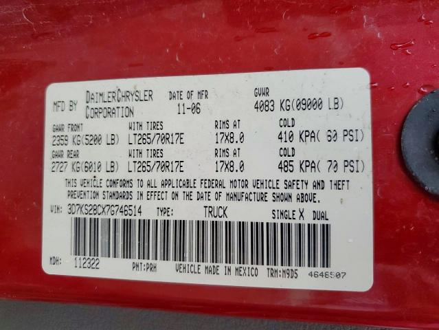 Продаж на аукціоні авто 2007 Dodge Ram 2500, vin: 3D7KS28CX7G74651X, номер лоту: 49792536