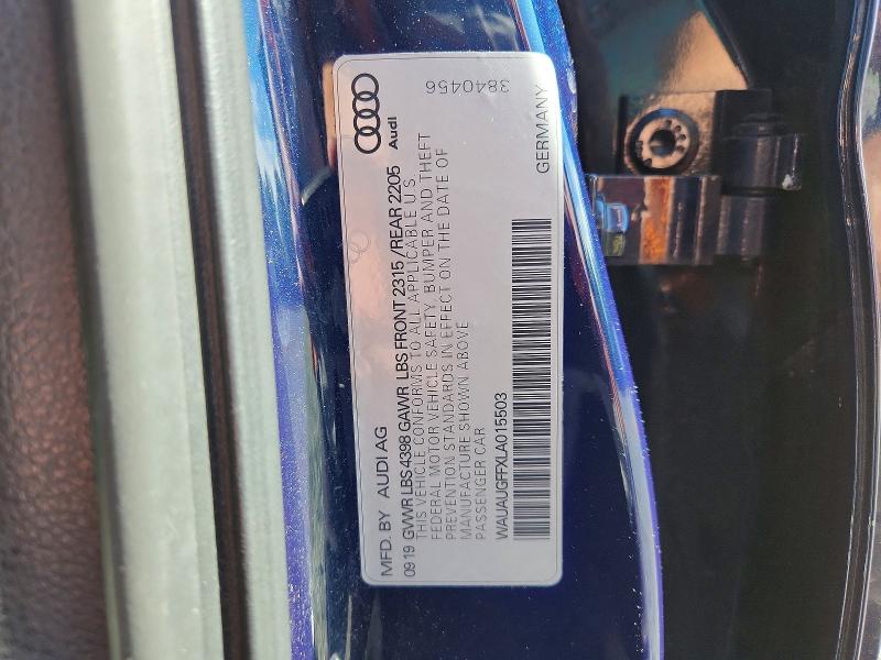 Aukcja sprzedaży 2020 Audi A3, vin: WAUAUGFFXLA015503, numer aukcji: 51320306