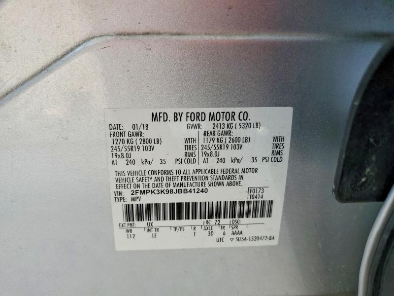 Продаж на аукціоні авто 2018 Ford Edge, vin: 2FMPK3K98JBB41240, номер лоту: 48700656