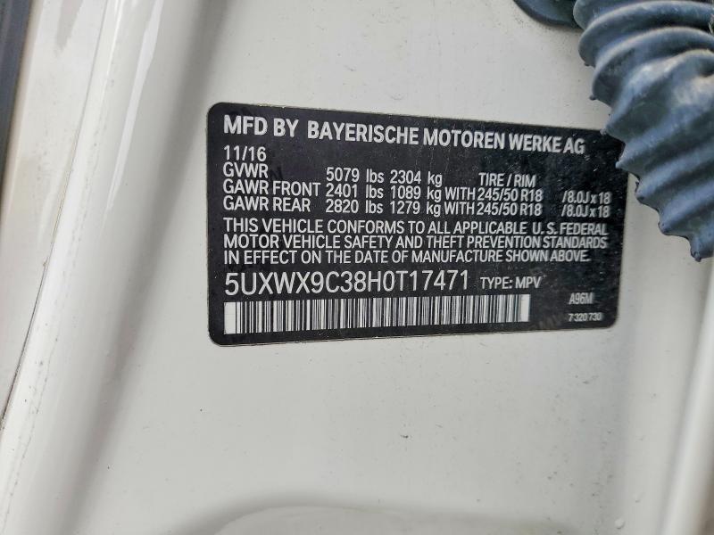Продажа на аукционе авто 2017 Bmw X3, vin: 5UXWX9C38H0T17471, номер лота: 47610846