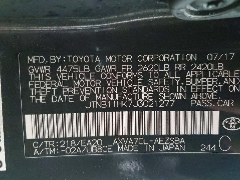 48187176 :رقم المزاد ، JTNB11HK7J3021277 vin ، 2018 Toyota Camry مزاد بيع