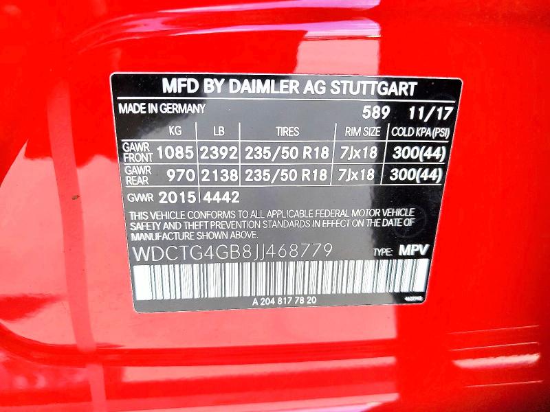 Продаж на аукціоні авто 2018 Mercedes-benz Gla, vin: WDCTG4GB8JJ468779, номер лоту: 49417116