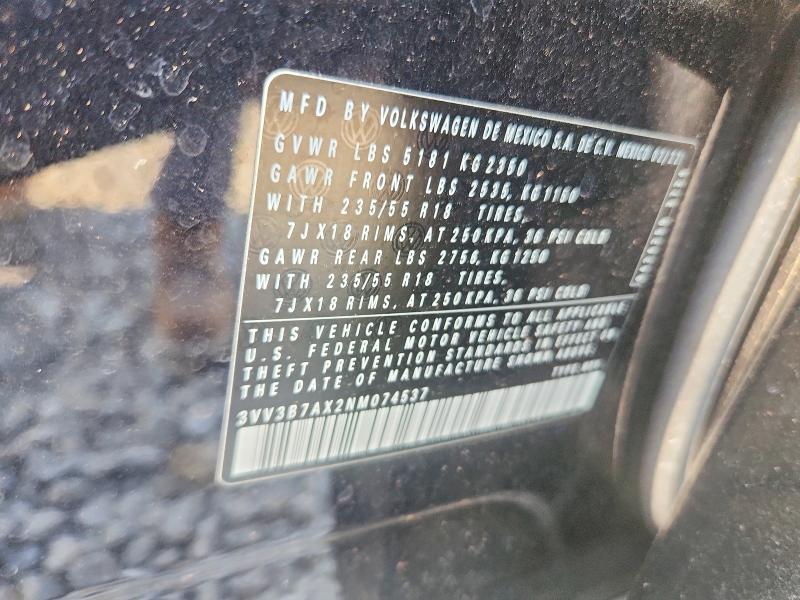 Продаж на аукціоні авто 2022 Volkswagen Tiguan, vin: 3VV3B7AX2NM074537, номер лоту: 50137046