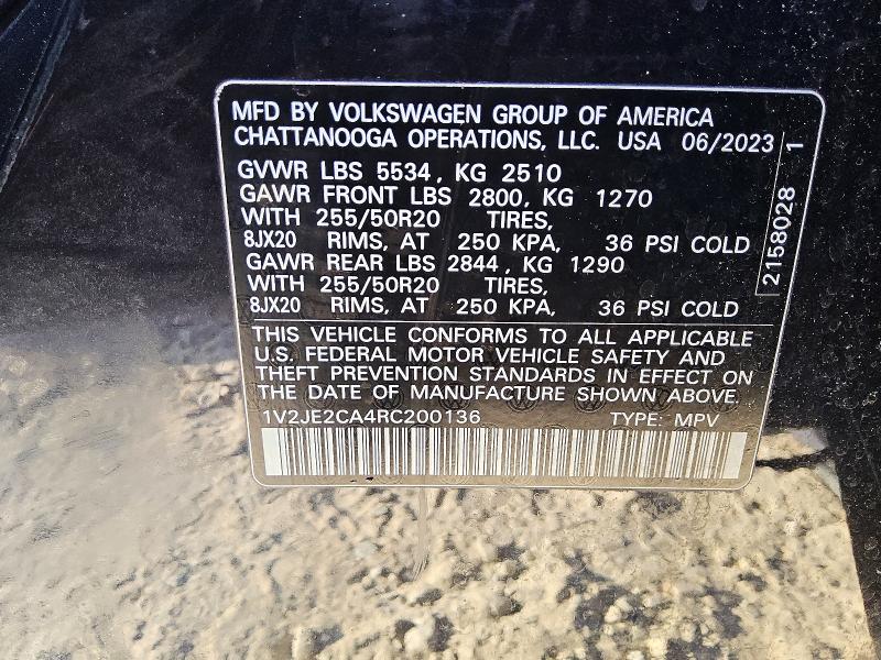 Продаж на аукціоні авто 2024 Volkswagen Atlas Cross Sport, vin: 1V2JE2CA4RC200136, номер лоту: 50607886