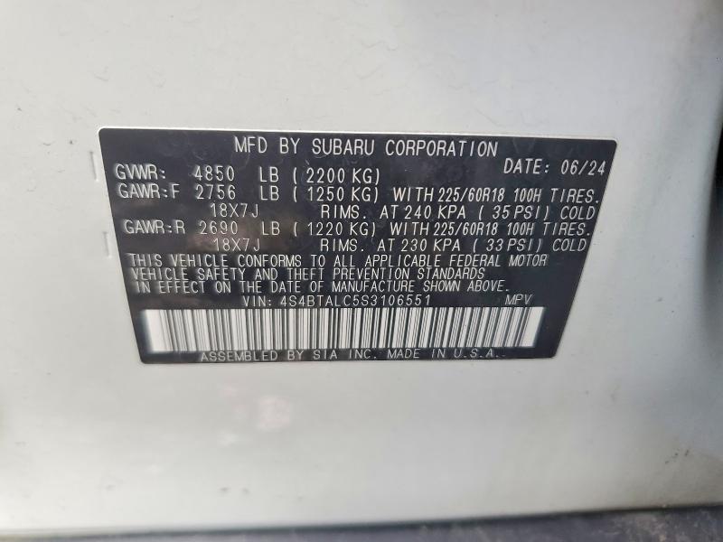 Aukcja sprzedaży 2025 Subaru Outback, vin: 4S4BTALC5S3106551, numer aukcji: 49097236