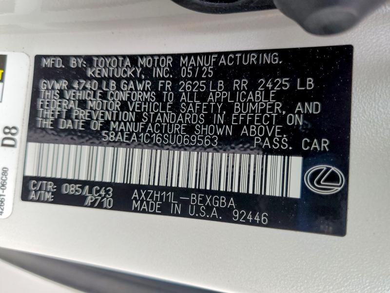 Продаж на аукціоні авто 2025 Lexus Es 300h, vin: 58AEA1C16SU069563, номер лоту: 47444156