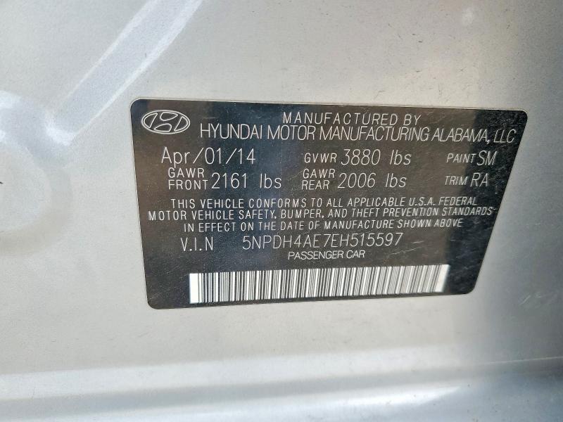 Продаж на аукціоні авто 2014 Hyundai Elantra, vin: 5NPDH4AE7EH515597, номер лоту: 51497366