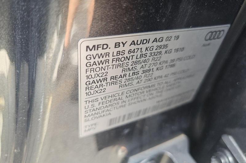 Aukcja sprzedaży 2019 Audi Q8, vin: WA1EVAF16KD030798, numer aukcji: 48820106