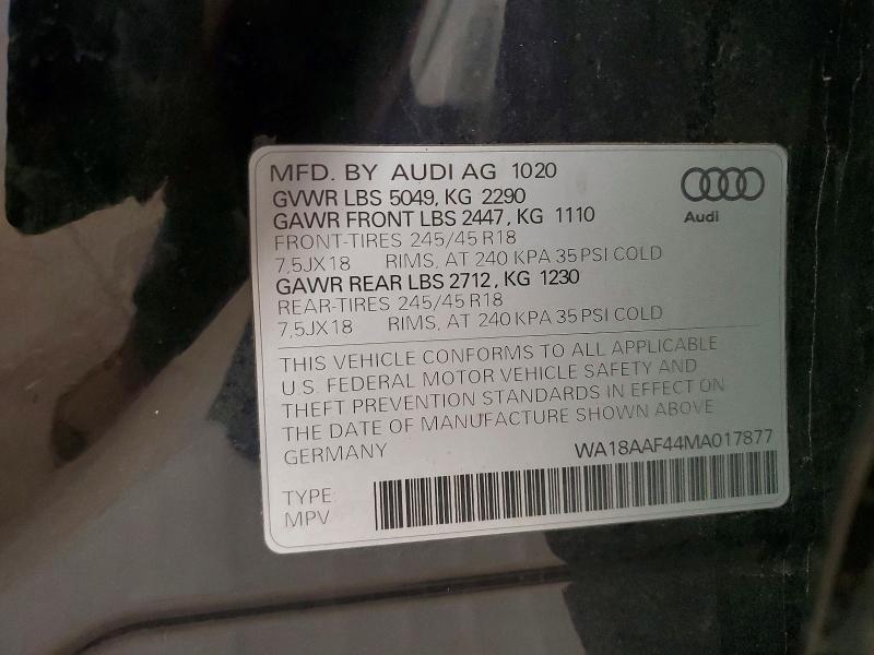 Aukcja sprzedaży 2021 Audi A4 Allroad, vin: WA18AAF44MA017877, numer aukcji: 48925946
