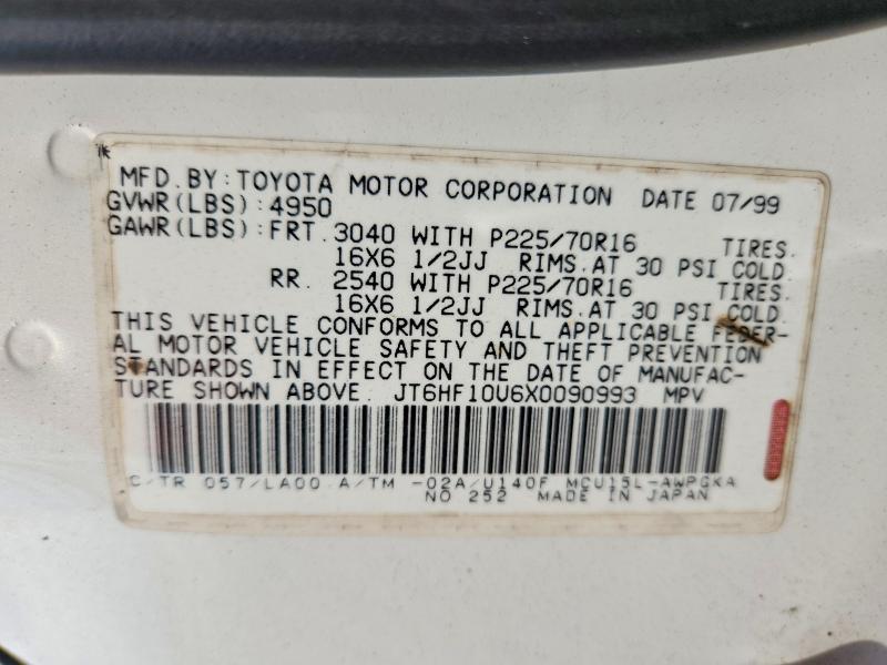 Aukcja sprzedaży 1999 Lexus Rx, vin: JT6HF10U6X0090993, numer aukcji: 49547406