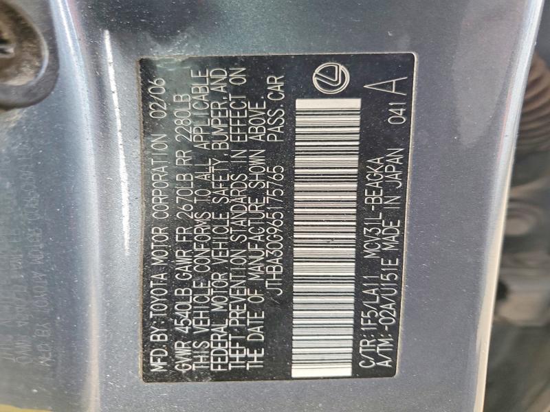 49804956 :رقم المزاد ، JTHBA30G965175765 vin ، 2006 Lexus Es مزاد بيع