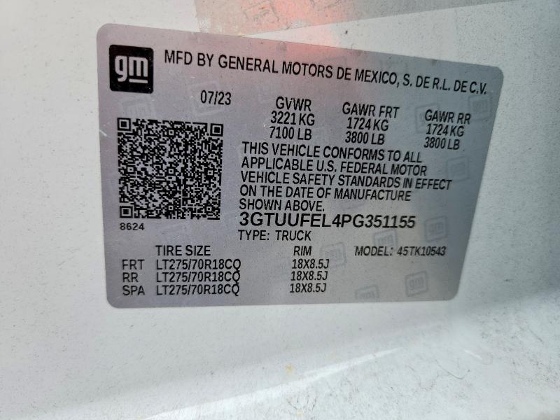 Продажа на аукционе авто 2023 Gmc Sierra, vin: 3GTUUFEL4PG351155, номер лота: 50729116