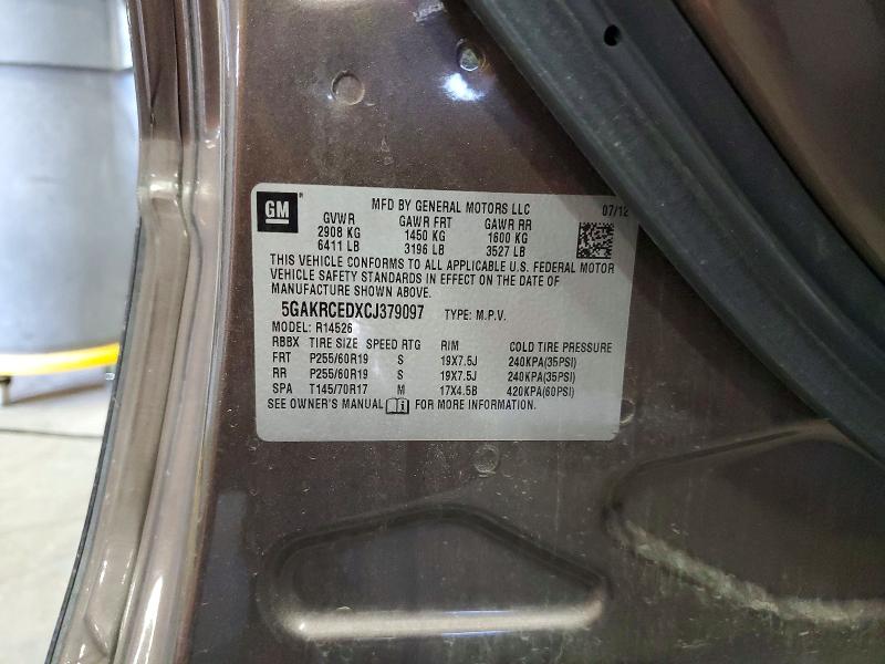 50065646 :رقم المزاد ، 5GAKRCEDXCJ379097 vin ، 2012 Buick Enclave مزاد بيع
