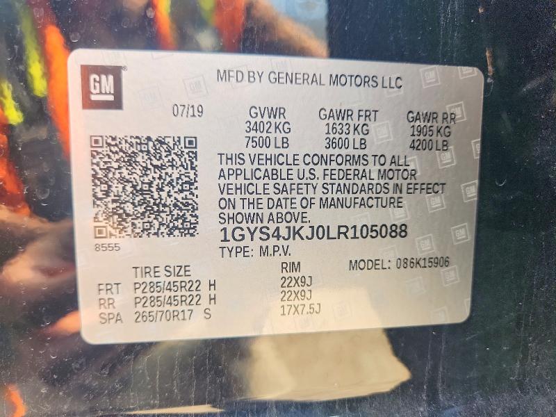 51606656 :رقم المزاد ، 1GYS4JKJ0LR105088 vin ، 2020 Cadillac Escalade مزاد بيع