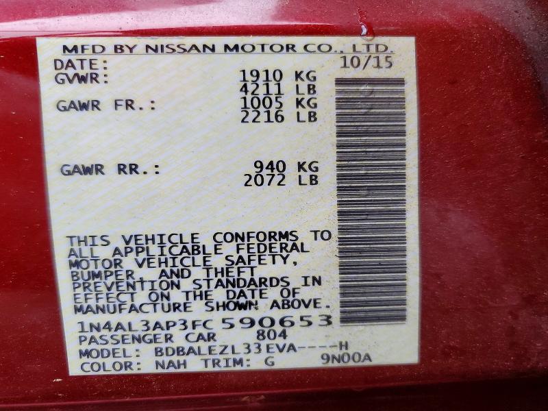 Aukcja sprzedaży 2015 Nissan Altima, vin: 1N4AL3AP3FC590653, numer aukcji: 47923306