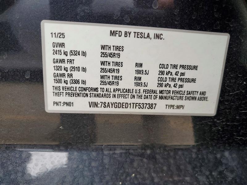 49613826 :رقم المزاد ، 7SAYGDED1TF537387 vin ، 2026 Tesla Model Y مزاد بيع