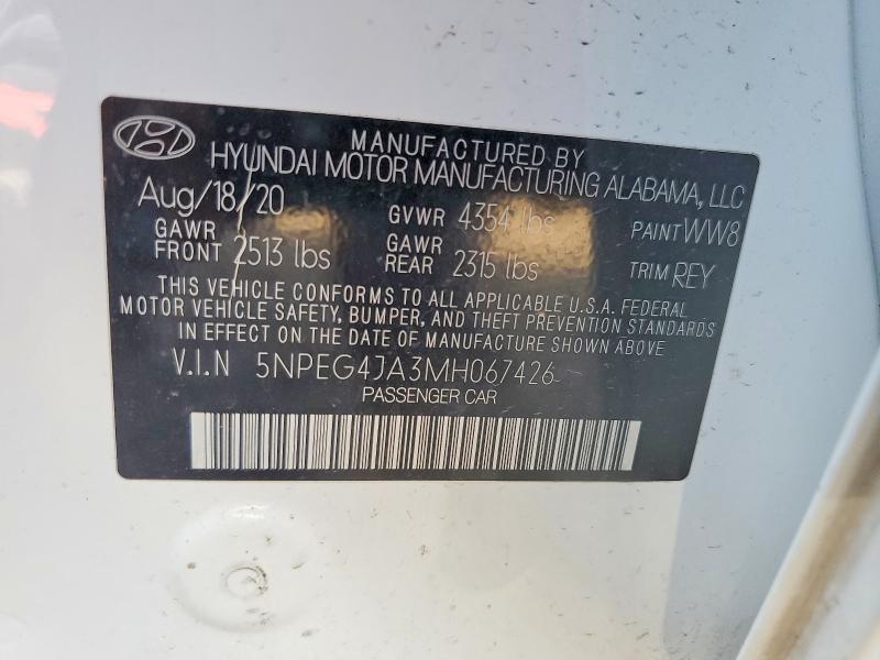 Aukcja sprzedaży 2021 Hyundai Sonata, vin: 5NPEG4JA3MH067426, numer aukcji: 48083066