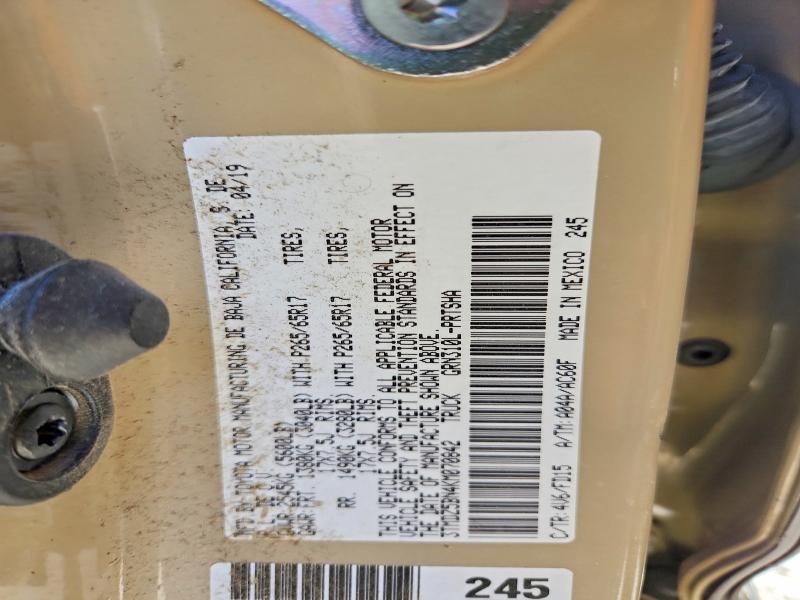 50410486 :رقم المزاد ، 3TMDZ5BN4KM070842 vin ، 2019 Toyota Tacoma مزاد بيع