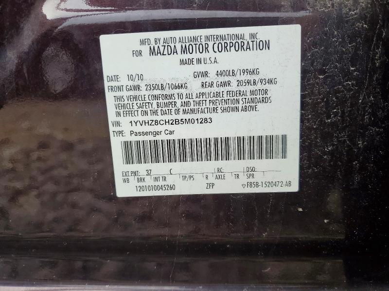 Продажа на аукционе авто 2011 Mazda 6, vin: 1YVHZ8CH2B5M01283, номер лота: 49891316