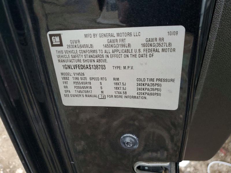 Auction sale of the 2010 Chevrolet Traverse, vin: 1GNLVFED6AS138703, lot number: 49440516