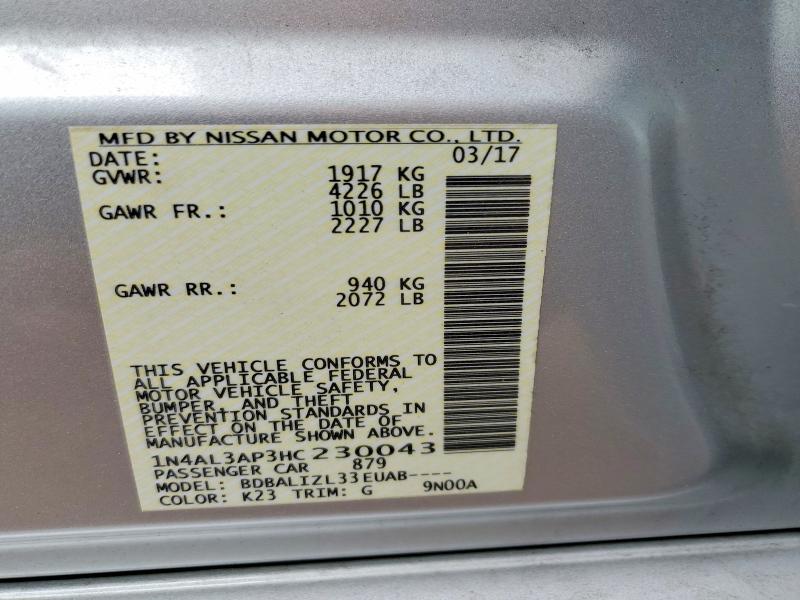 Aukcja sprzedaży 2017 Nissan Altima, vin: 1N4AL3AP3HC230043, numer aukcji: 48715836