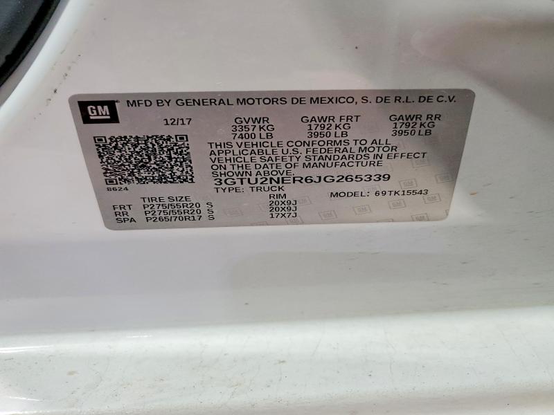 Продаж на аукціоні авто 2018 Gmc Sierra, vin: 3GTU2NER6JG265339, номер лоту: 48592966