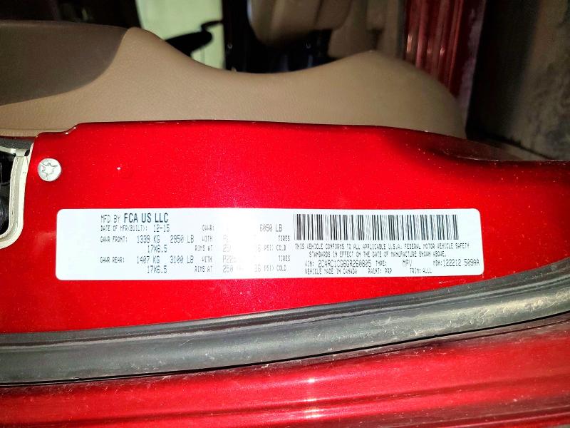 50196676 :رقم المزاد ، 2C4RC1CG6GR260805 vin ، 2016 Chrysler Town & Country مزاد بيع