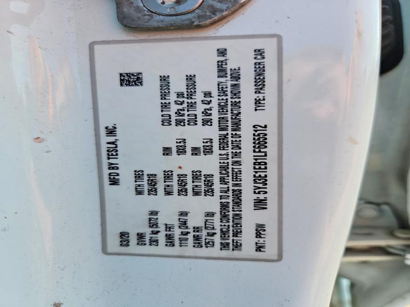 Продажа на аукционе авто 2020 Tesla Model 3, vin: 5YJ3E1EB1LF665512, номер лота: 50045156