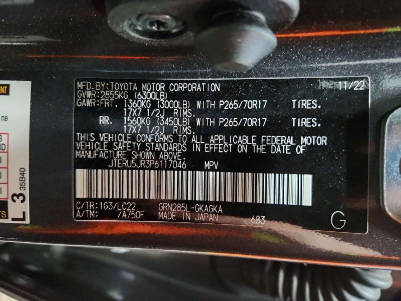 48811456 :رقم المزاد ، JTERU5JR3P6117046 vin ، 2023 Toyota 4runner مزاد بيع