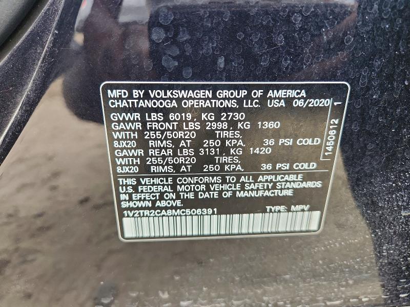Продаж на аукціоні авто 2021 Volkswagen Atlas, vin: 1V2TR2CA8MC506391, номер лоту: 51887606