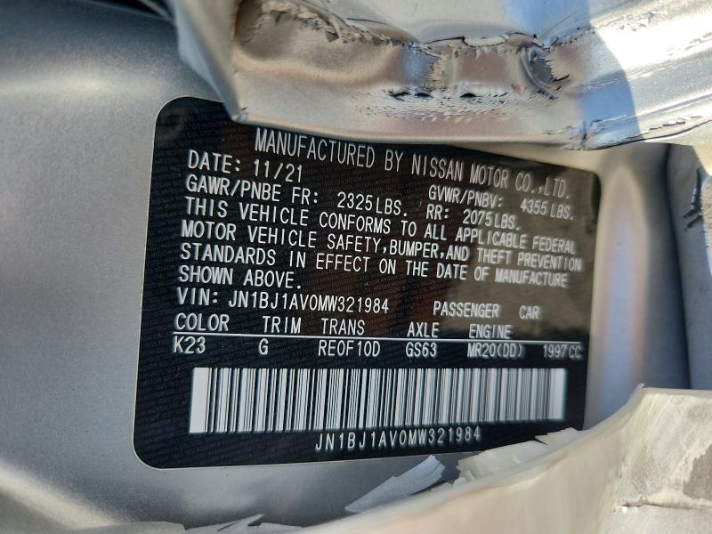 Aukcja sprzedaży 2021 Nissan Rogue Sport, vin: JN1BJ1AV0MW321984, numer aukcji: 49817536