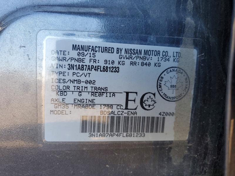 2015 Nissan Sentra მანქანა იყიდება აუქციონზე, vin: 3N1AB7AP4FL681233, აუქციონის ნომერი: 47797696