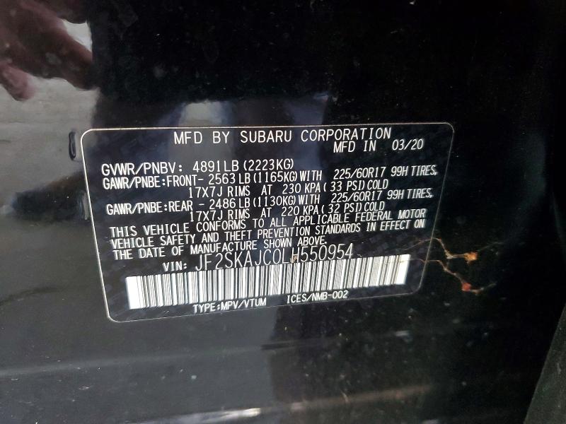 Aukcja sprzedaży 2020 Subaru Forester, vin: JF2SKAJC0LH550954, numer aukcji: 51535066