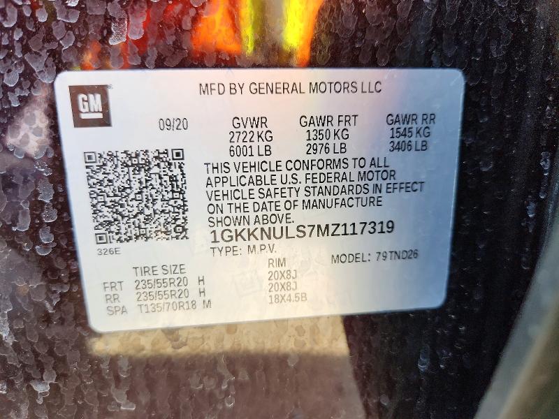 Aukcja sprzedaży 2021 Gmc Acadia, vin: 1GKKNULS7MZ117319, numer aukcji: 50732666