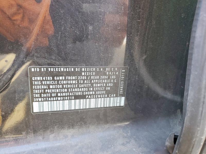 49586386 :رقم المزاد ، 3VW5T7AU8FM010219 vin ، 2015 Volkswagen Gti مزاد بيع