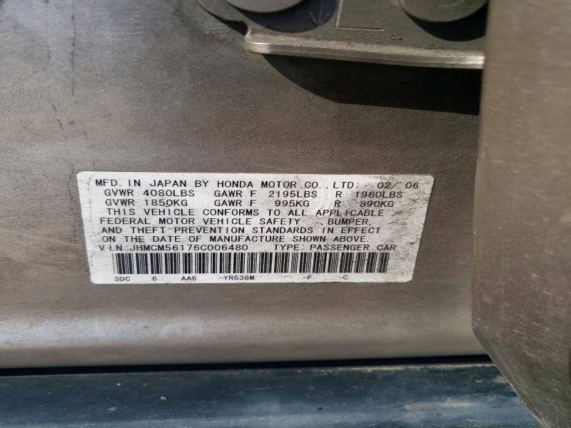 Aukcja sprzedaży 2006 Honda Accord, vin: JHMCM56176C006480, numer aukcji: 50308106