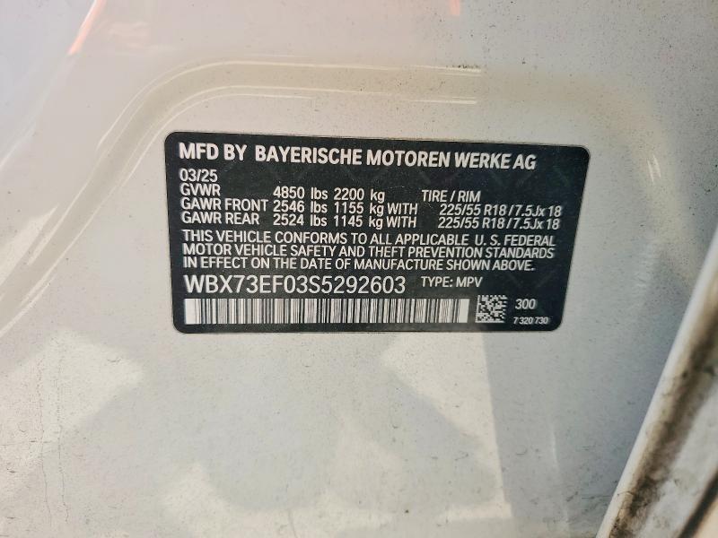 2025 Bmw X1 მანქანა იყიდება აუქციონზე, vin: WBX73EF03S5292603, აუქციონის ნომერი: 50302146