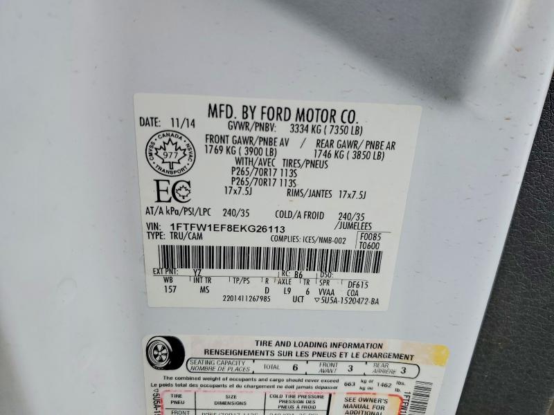Aukcja sprzedaży 2014 Ford F150, vin: 1FTFW1EF8EKG26113, numer aukcji: 51183076