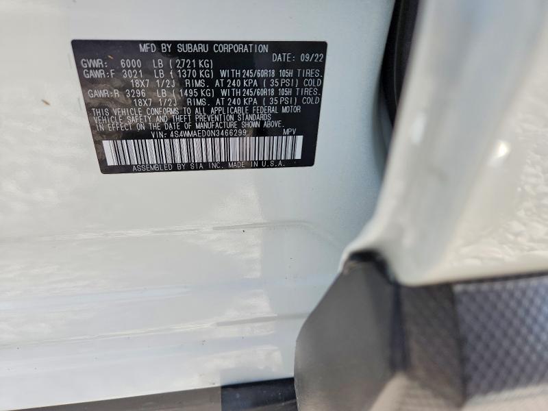 Aukcja sprzedaży 2022 Subaru Ascent, vin: 4S4WMAED0N3466299, numer aukcji: 49196266