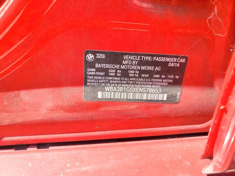 Продажа на аукционе авто 2014 Bmw 320, vin: WBA3B1G5XENS78653, номер лота: 50003156