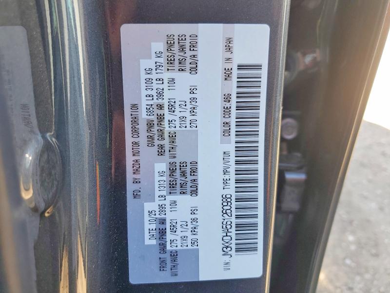 Aukcja sprzedaży 2025 Mazda Cx-90, vin: JM3KKDHA5S1260986, numer aukcji: 49631886