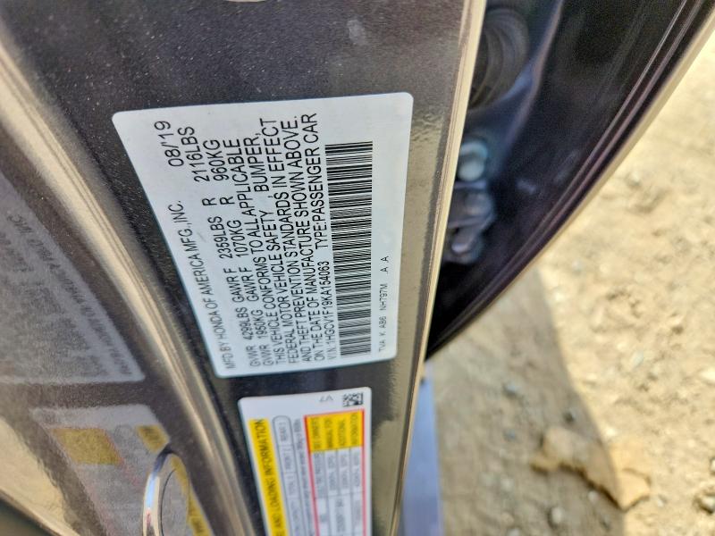 Продаж на аукціоні авто 2019 Honda Accord, vin: 1HGCV1F19KA154063, номер лоту: 50045796