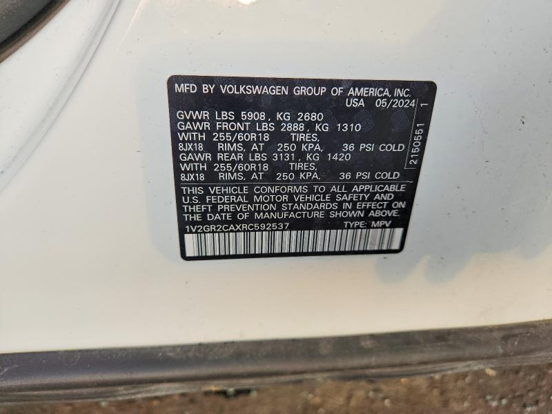2024 Volkswagen Atlas მანქანა იყიდება აუქციონზე, vin: 1V2GR2CAXRC592537, აუქციონის ნომერი: 49958146